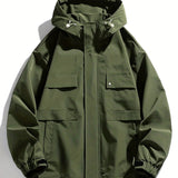 kkboxly  Windbreaker Hooded Jacket, Men's Casual Zip Up Jacket Coat For Outdoor Activities