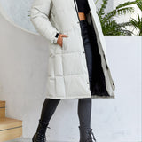 kkboxly  Button Front Mid Length Coat, Casual Long Sleeve Winter Warm Outerwear, Women's Clothing