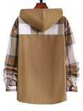 kkboxly  Men's Hooded Plaid Long Sleeve Shirt, Loose Trendy Comfy Shirt Jacket For Spring Autumn