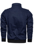 kkboxly Men's Casual Stand-up Collar Cotton Jacket With Multi Pockets