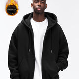 kkboxly  Solid Men's Hooded Jacket Casual Long Sleeve Hoodies With Zipper Gym Sports Hooded Coat For Winter Fall