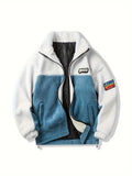 kkboxly  Men's Casual Warm Sherpa Fleece Color Block Jacket Coat For Fall Winter