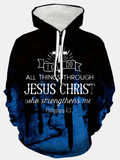 JESUS CHRIST Print Hoodie, Cool Hoodies For Men, Men's Casual Graphic Design Pullover Hooded Sweatshirt With Kangaroo Pocket Streetwear For Winter Fall, As Gifts