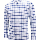 kkboxly  Men's Casual Slim Cotton Plaid Shirt Best Sellers Best Sellers, Men's Tops