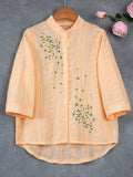 kkboxly  Eyelet Floral Embroidered Blouse, Elegant Button Front Blouse For Spring & Summer, Women's Clothing