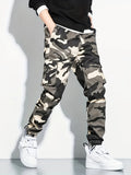 Camouflage Multi Pockets, Men's Cotton Cargo Pants, Trendy Comfy Jogger Pants Work Pants, Mens Clothing