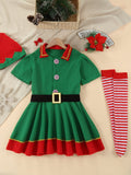 Girls/boys Elf Dress Set For Christmas Party Spring Fall Costume Gift