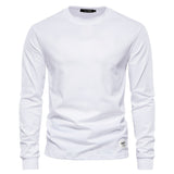 kkboxly  Men's Basic Solid Cotton O-neck Long Sleeve T-Shirt