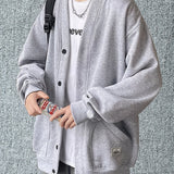 kkboxly  Men's Casual Single Breasted Jacket, Retro Loose Fit Cardigan Sweater Coat