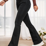 kkboxly  High Waist Casual Flare Jeans, High Stretch Slim Fit Bell Bottom Jeans, Women's Denim Jeans & Clothing