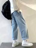 kkboxly  Men's Casual Street Style Wide Leg Denim Pants For Spring Summer