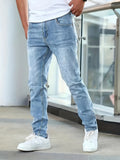 kkboxly  Men's Casual Medium Stretch Jeans, Classic Design Denim Pants