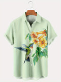 2025 kkboxly  Vacation-Ready Men's Hawaiian Shirt with Tropical Floral Bird Print