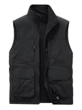 kkboxly Multi Pockets Reversible Cargo Vest, Men's Casual Outwear Stand Collar Zip Up Vest For Outdoor Fishing Photography