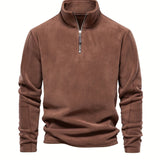 Men's Corduroy Stand Collar Zip Up V Neck Sweatshirt Pullover For Men Solid Sweatshirts For Winter Fall Long Sleeve Tops