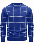 kkboxly  Men´s Casual Plaid Sweater, Loose Comfy Stretch Pullover, Men's Clothing