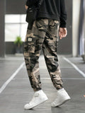 kkboxly  Camouflage Pattern Multi Pocket Cargo Panst, Men's Casual Cotton Joggers Sweatpants For All Seasons