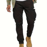 kkboxly  Trendy Cargo Pants, Men's Multi Flap Pocket Trousers, Loose Casual Outdoor Pants, Men's Work Pants Outdoors Streetwear Hiphop Style