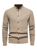 kkboxly  Men's Classic Design Knitted Cardigan Cotton Blend Button Mock Neck Sweater