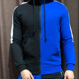 kkboxly  Color Block Men's Hooded Jacket Casual Long Sleeve Hoodies With Zipper Gym Sports Hooded Coat For Spring Fall