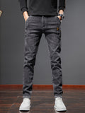 kkboxly  Men's Casual Skinny Jeans, Chic Street Style Classic Design Stretch Jeans