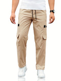 Classic Design Multi Flap Pockets Cargo Pants, Men's Casual Drawstring Cargo Pants Joggers For Autumn Summer Outdoor