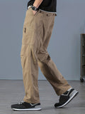 kkboxly Men's Casual Comfy Cotton Multi Pocket Pants, Chic Street Style Cargo Pants