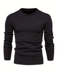 Men's Solid Color Crew Neck Slim Fit Knit Sweater