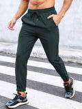 kkboxly Men's Sports Pants, Drawstring Comfy Active Thin Breathable Trousers For Outdoor Activities, Spring Fall