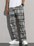 kkboxly Plus Size Men's Plaid Pants Oversized Loose Fit Pants For Spring Fall, Men's Clothing