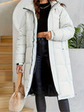 kkboxly  Button Front Mid Length Coat, Casual Long Sleeve Winter Warm Outerwear, Women's Clothing