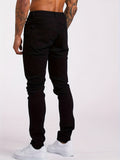 kkboxly  Slim Fit Jeans, Men's Casual Street Style Solid Color Mid Stretch Denim Pants For Spring Summer