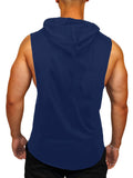 kkboxly  Simple Letter Print Men's Sleeveless Breathable Lightweight Hooded Tank Top For Summer Sports