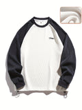 kkboxly  Color Block Round Neck Casual Sweatshirt, Long Sleeve Pullover Hem Drawstring Design Sports Sweatshirt, Women's Clothing