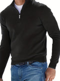 kkboxly Fleece Long Sleeves Zipper Stand Collar Pullover Thermal Underwear Tops, Men's Casual Top Shirts