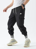 kkboxly  Men's Drawstring Flap Pocket Cargo Pants, Loose Trendy Jogger Pants