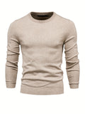 Men's Solid Color Crew Neck Slim Fit Knit Sweater