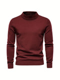 kkboxly  All Match Knitted Sweater, Men's Casual Warm High Stretch Stand Collar Pullover Sweater For Fall Winter