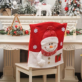 Set of Christmas Chair Covers, Santa, Snowman, Reindeer Designs, Non-Woven Fabric, Foldable, Stain-Resistant, Removable, with Ideal for Festive Party Decor, for Office, Dining, Reading