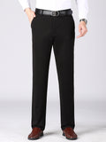 kkboxly  Classic Design Dress Pants, Men's Formal Solid Color Mid Stretch Dress Pants For Spring Summer Business