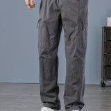 kkboxly Men's Casual Comfy Cotton Multi Pocket Pants, Chic Street Style Cargo Pants