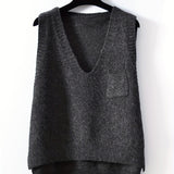 kkboxly  Solid V-neck Sweater Vest, Casual Sweater Vest For Fall & Winter, Women's Clothing