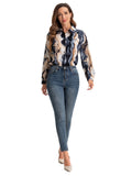 kkboxly  Women's Graphic Print Button Blouse, Casual Long Sleeve Shirts Top,  Women's Clothing