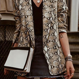 kkboxly  Plus Size Casual Blazer, Women's Plus Snake Pattern Lapel Collar Open Front Long Sleeve Slim Fit Blazer