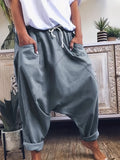 Drawstring Solid Harem Pants, Casual Elastic Waist Long Length Pants, Women's Clothing