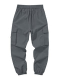 Kid's Pockets Patched Cargo Pants, Elastic Waist Trousers, Boy's Clothes For All Seasons