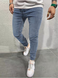 kkboxly  Chic Skinny Jeans, Men's Casual Street Style Distressed Medium Stretch Denim Pants