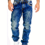 kkboxly Men's Casual Distressed Skinny Jeans, Chic Street Style Stretch Jeans