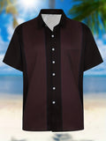 kkboxly  Men's Casual Wide Stripe Pattern Short Sleeve Shirt With Chest Pocket, Male Clothes For Summer Vacation Beach