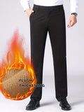 kkboxly Warm Fleece Dress Pants, Men's Formal Stretch Dress Pants For Fall Winter Business